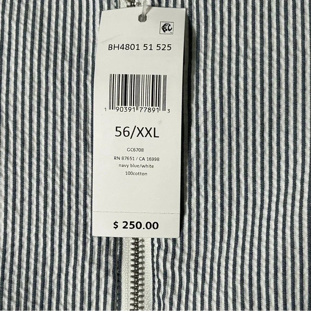 New Lacoste Jacket Mens Size 56 XXL Blue‎ White Seersucker Lined Preppy Striped - Picture 14 of 14